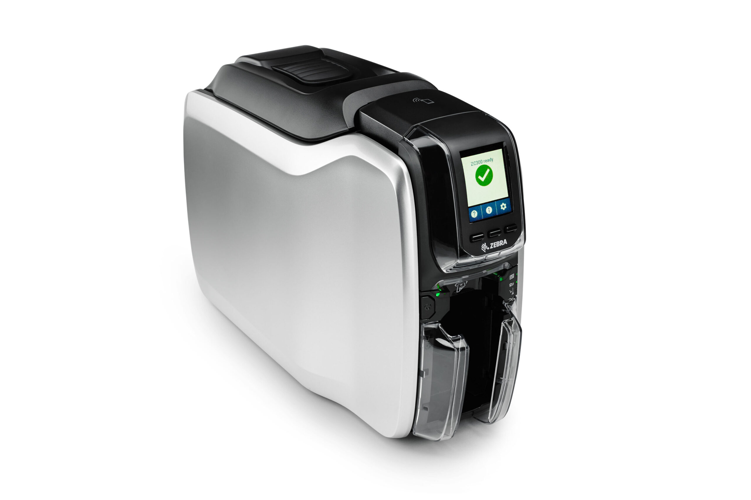 Front right view Zebra ZC300 ID card printer
